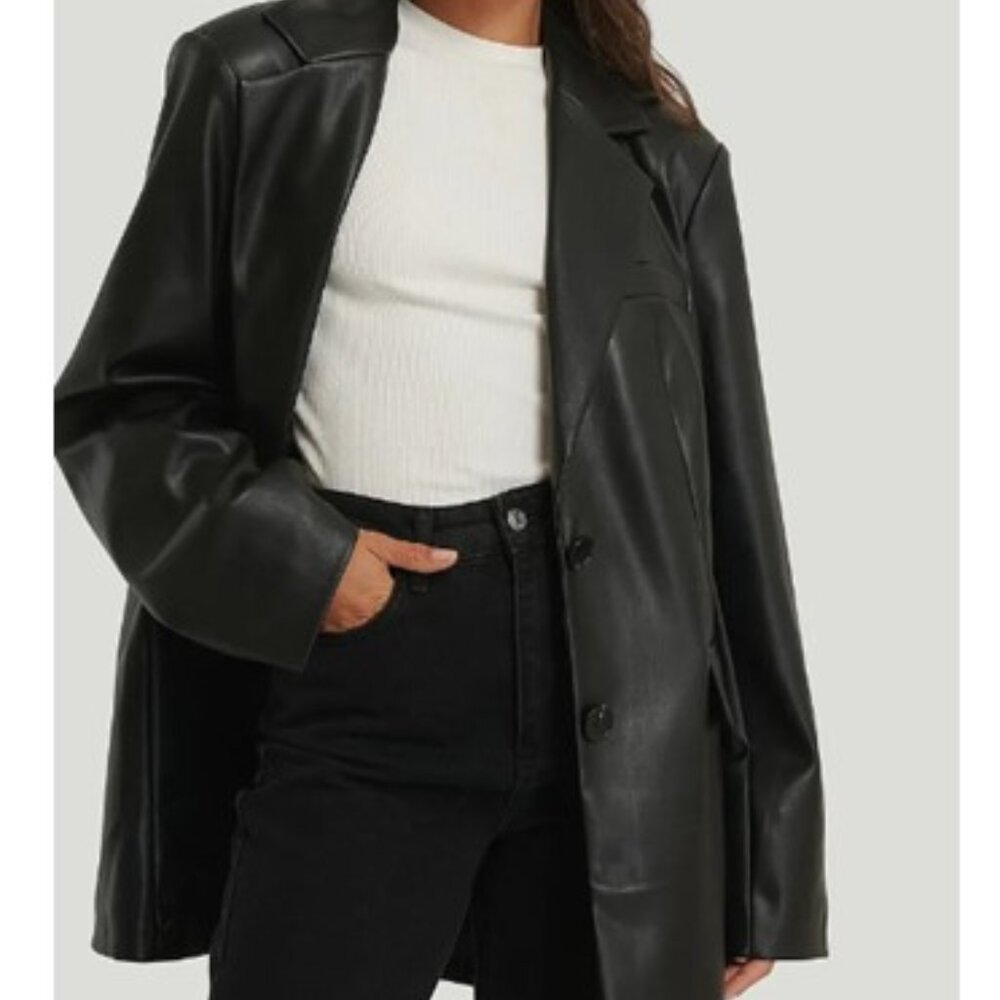 Maxi Oversized PU Blazer, NA-KD, EU 36 , US 6